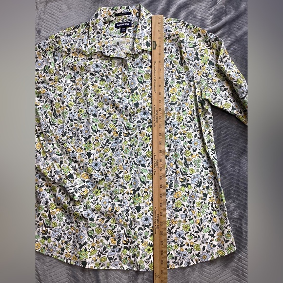 Lands End No Iron Floral Supima Button Up Shirt 18T 18 Tall - Picture 4 of 6